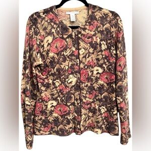 VTG Sarah Spencer Cottagecore Floral Wool Angora Blend‎ Sweater Cardigan Medium